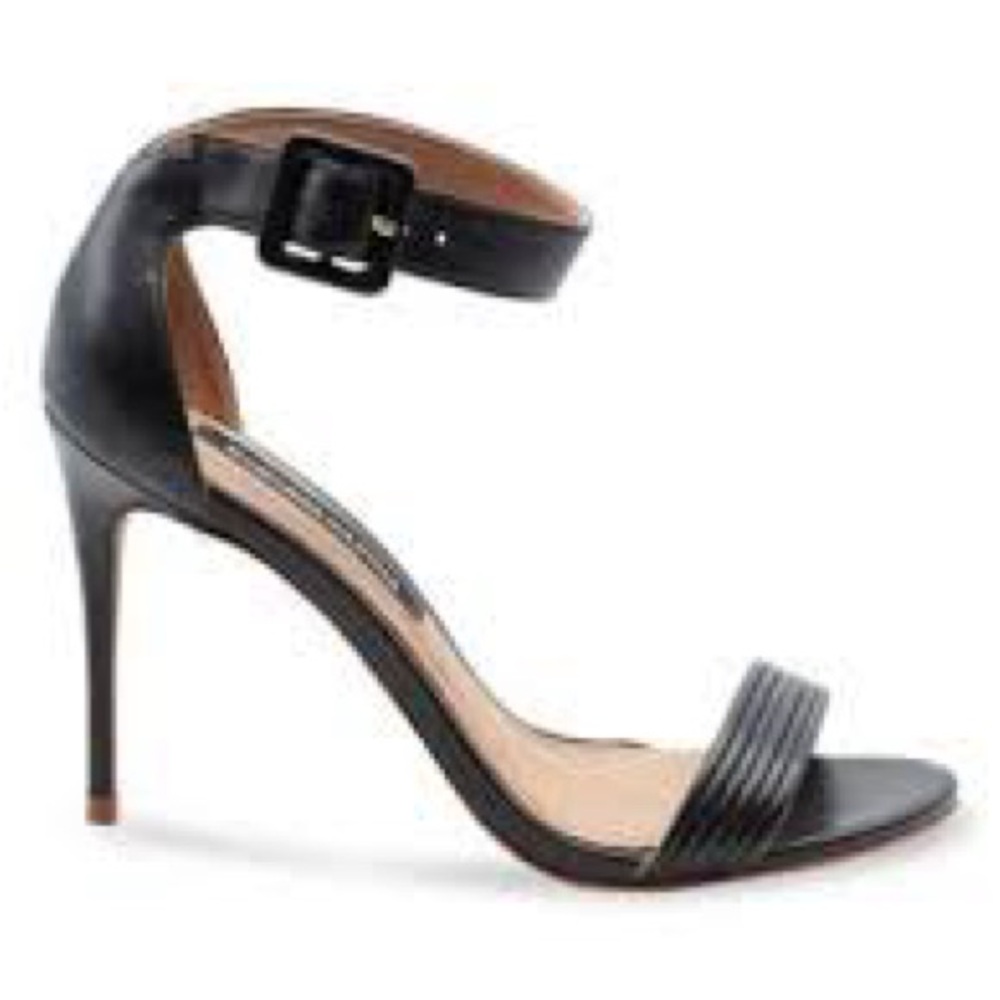 BCBGMaxAzria Black Heels with Open-Toe Design and Adjustable Ankle Strap - Picture 9 of 11